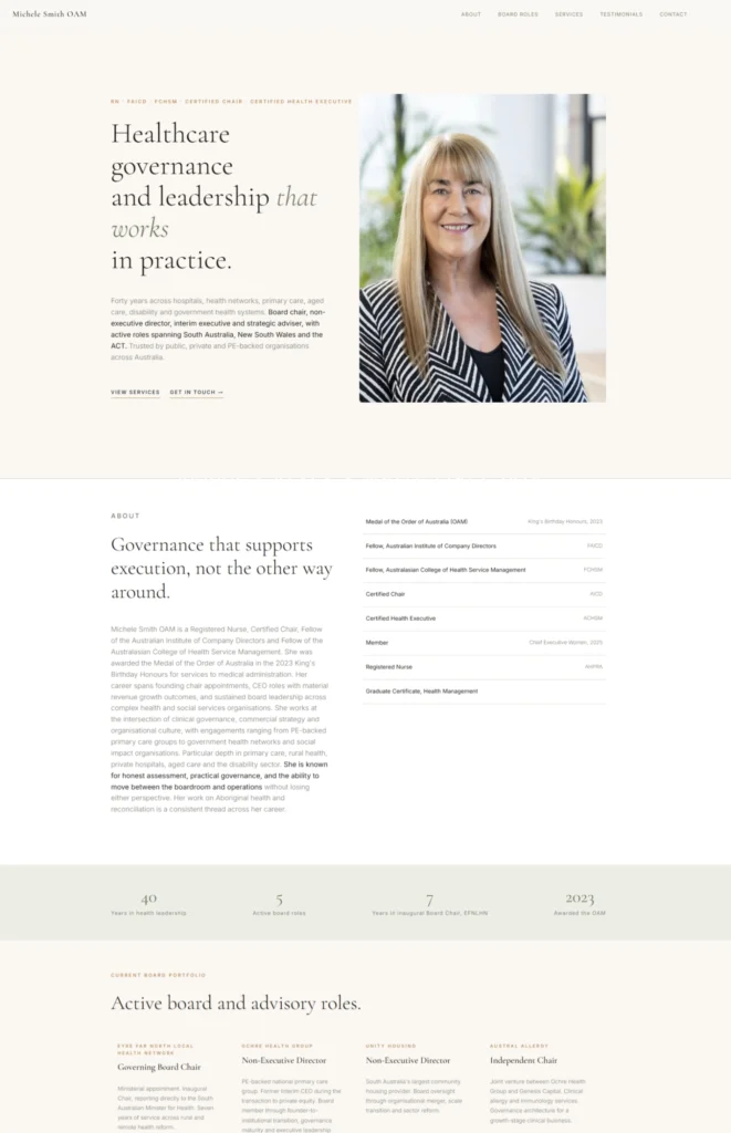 Michele Smith Consultant website designed by Pixel Lantern